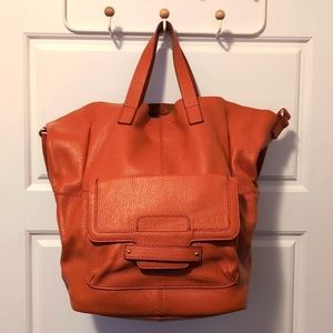 Banana Republic Burnt Orange Shoulder / Crossbody / Tote Bucket Leather Bag